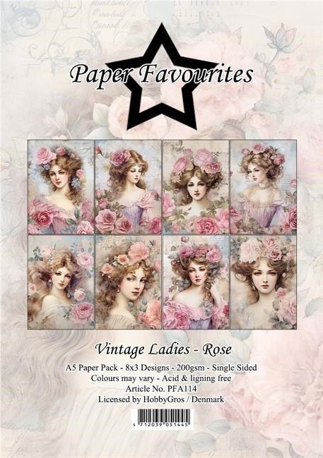Paper Favourites Vintage ladies rose 3x8design 14,85x10,50cm 200g